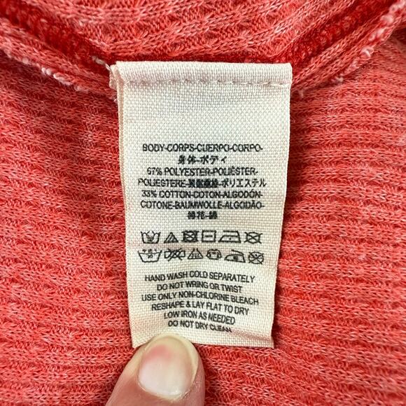 We The Free Y2K Red Thermal Waffle Snap Front "Kai" Babydoll Raw Hem Top XS - Picture 6 of 6